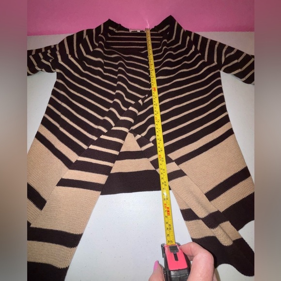Jones New York Brown and Cream Striped Cardigan - Picture 8 of 9